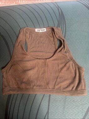 Joah Brown Ribbed Crop Tank in olive